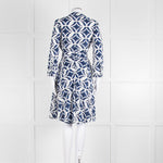 Diane Von Furstenberg White Blue Cotton Wrap Dress