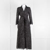 Diane Von Furstenberg Black White Star Print Cotton Blend Wrap Maxi Dress