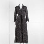 Diane Von Furstenberg Black White Star Print Cotton Blend Wrap Maxi Dress