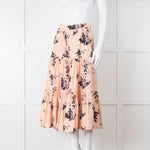 Custommade Peach Black Flowers Cotton Tiered Skirt