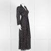 Diane Von Furstenberg Black White Star Print Cotton Blend Wrap Maxi Dress