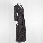 Diane Von Furstenberg Black White Star Print Cotton Blend Wrap Maxi Dress