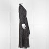 Diane Von Furstenberg Black White Star Print Cotton Blend Wrap Maxi Dress