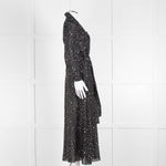Diane Von Furstenberg Black White Star Print Cotton Blend Wrap Maxi Dress