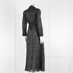 Diane Von Furstenberg Black White Star Print Cotton Blend Wrap Maxi Dress