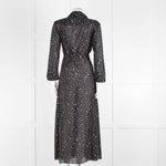 Diane Von Furstenberg Black White Star Print Cotton Blend Wrap Maxi Dress