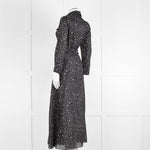 Diane Von Furstenberg Black White Star Print Cotton Blend Wrap Maxi Dress