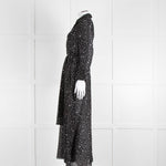 Diane Von Furstenberg Black White Star Print Cotton Blend Wrap Maxi Dress