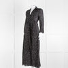 Diane Von Furstenberg Black White Star Print Cotton Blend Wrap Maxi Dress