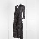 Diane Von Furstenberg Black White Star Print Cotton Blend Wrap Maxi Dress