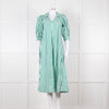 Ganni Green and White Stripes Trapeze Style Dress