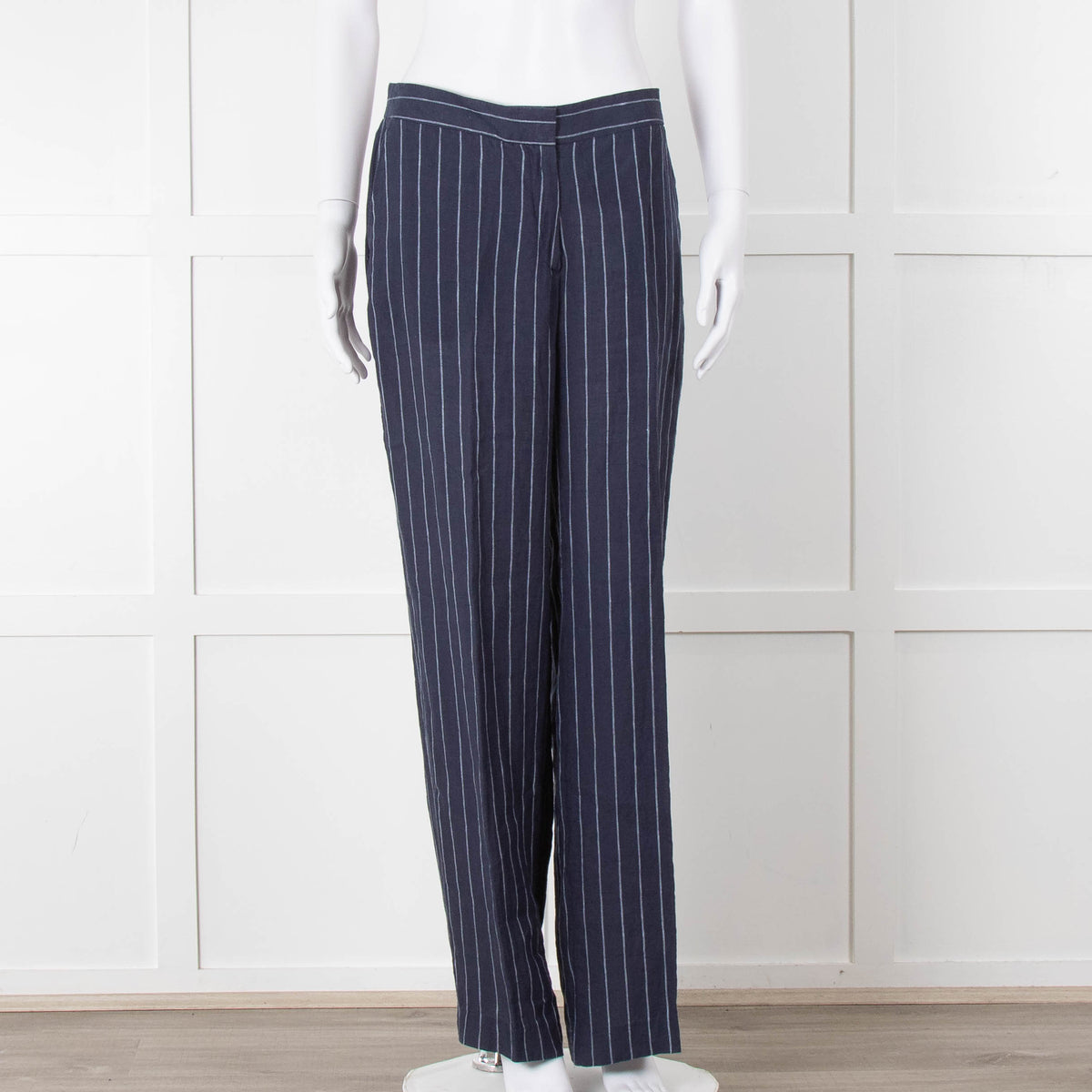 Baukjen Navy Pinstripe Linen Trousers