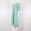 Ganni Green and White Stripes Trapeze Style Dress