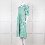 Ganni Green and White Stripes Trapeze Style Dress