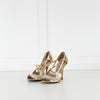 No 21 Gold Silver Leather Frill Trim Heeled Sandals