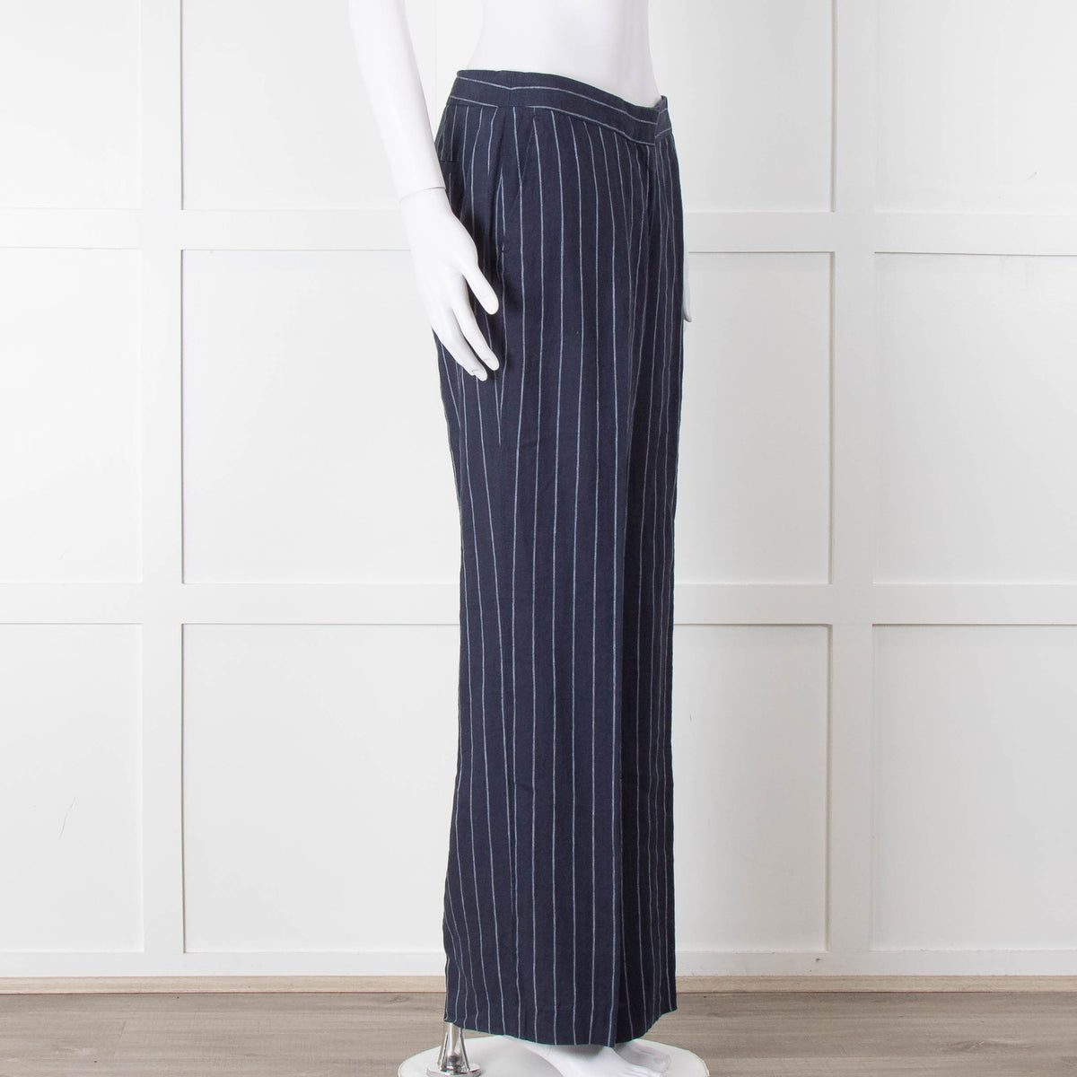 Baukjen Navy Pinstripe Linen Trousers