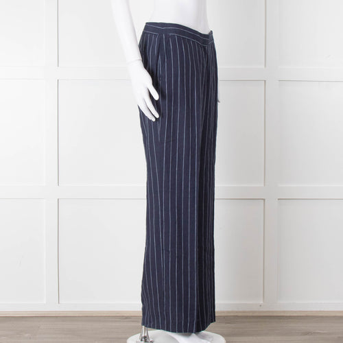 Baukjen Navy Pinstripe Linen Trousers