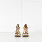 No 21 Gold Silver Leather Frill Trim Heeled Sandals