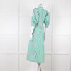 Ganni Green and White Stripes Trapeze Style Dress