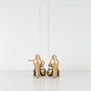 No 21 Gold Silver Leather Frill Trim Heeled Sandals