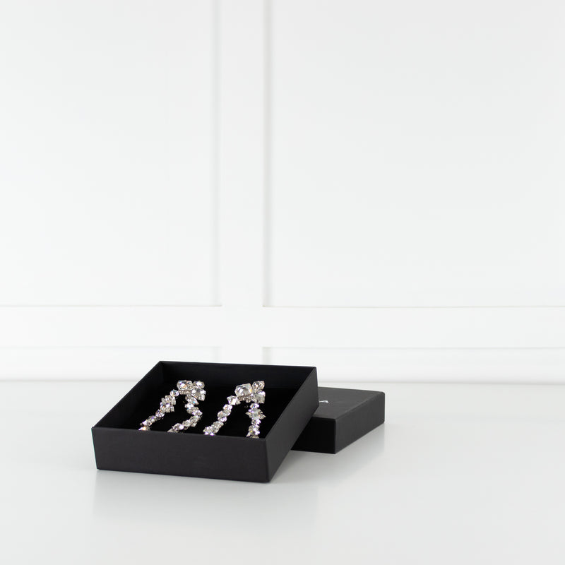 David Koma Silver Irregular Crystal Chandelier Clip-on  Earrings