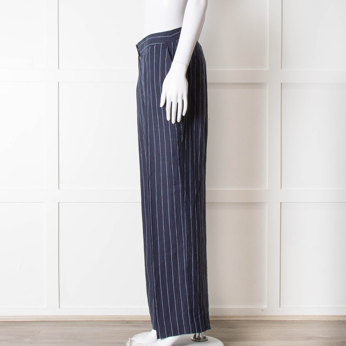 Baukjen Navy Pinstripe Linen Trousers