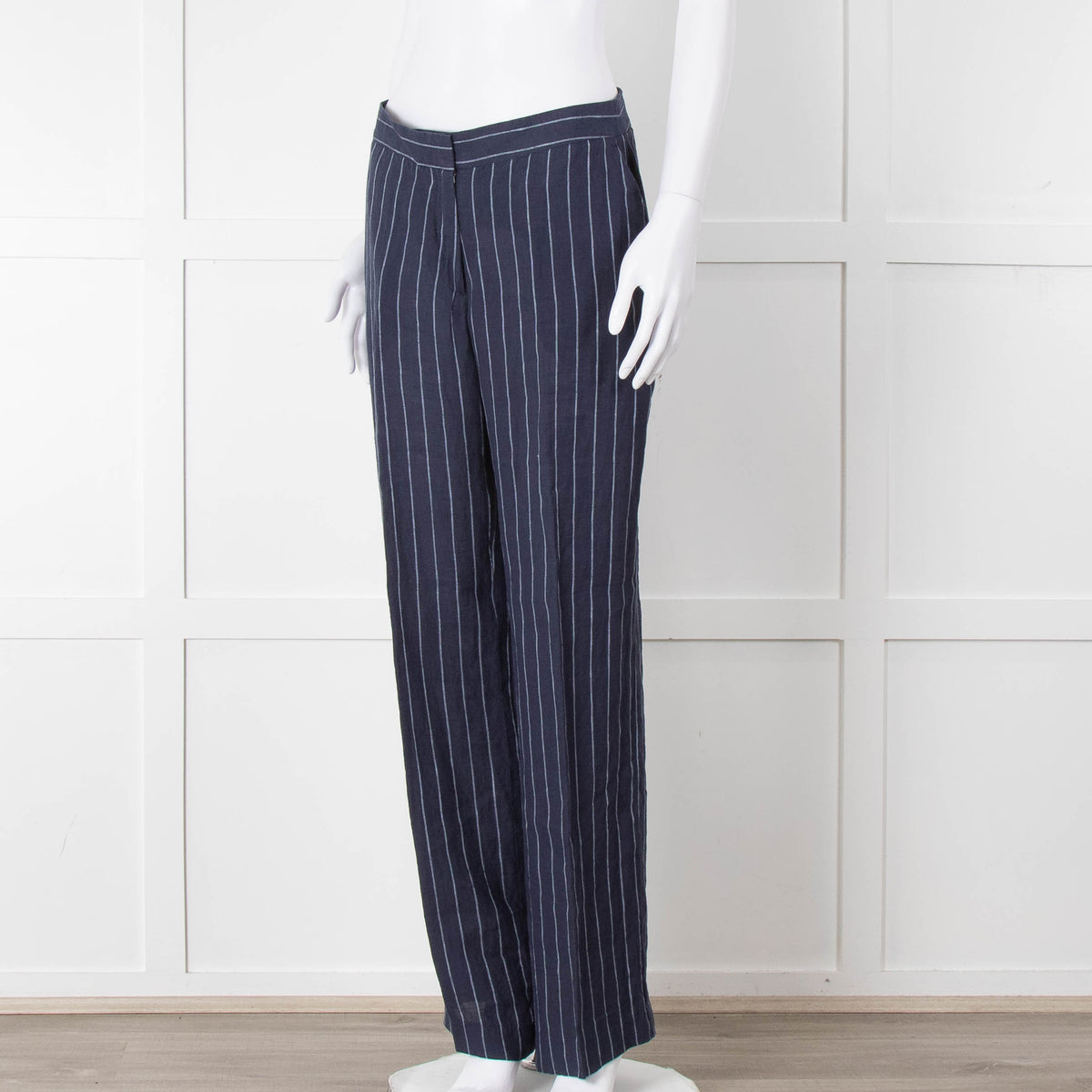 Baukjen Navy Pinstripe Linen Trousers