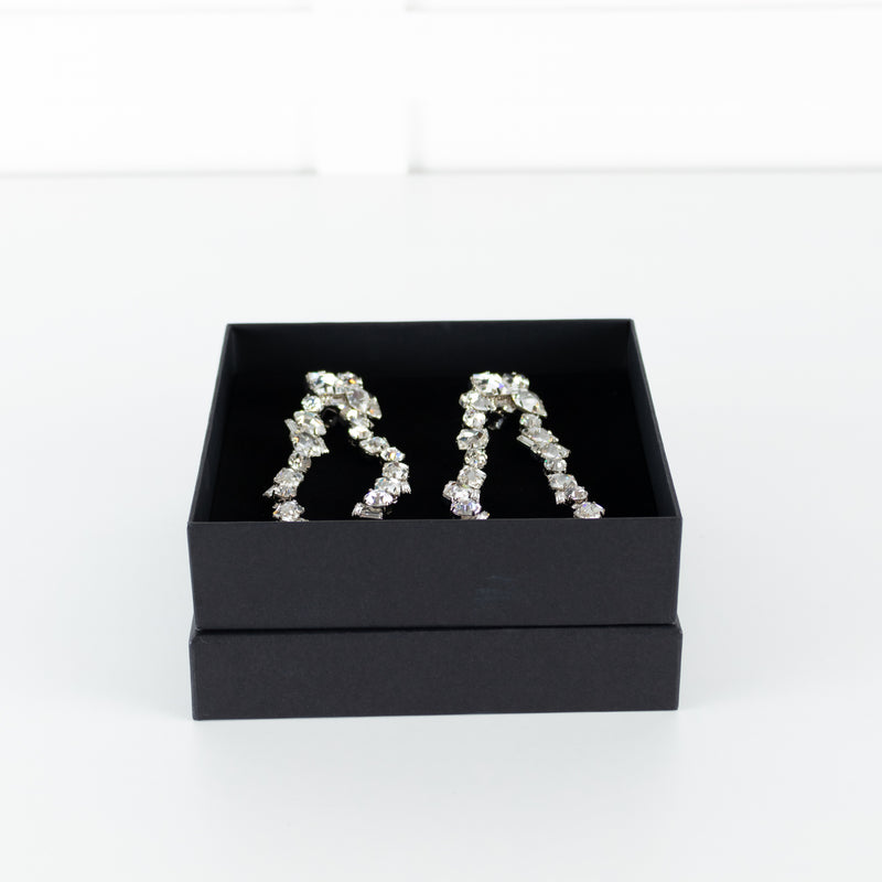 David Koma Silver Irregular Crystal Chandelier Clip-on  Earrings