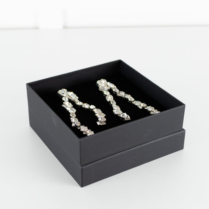 David Koma Silver Irregular Crystal Chandelier Clip-on  Earrings
