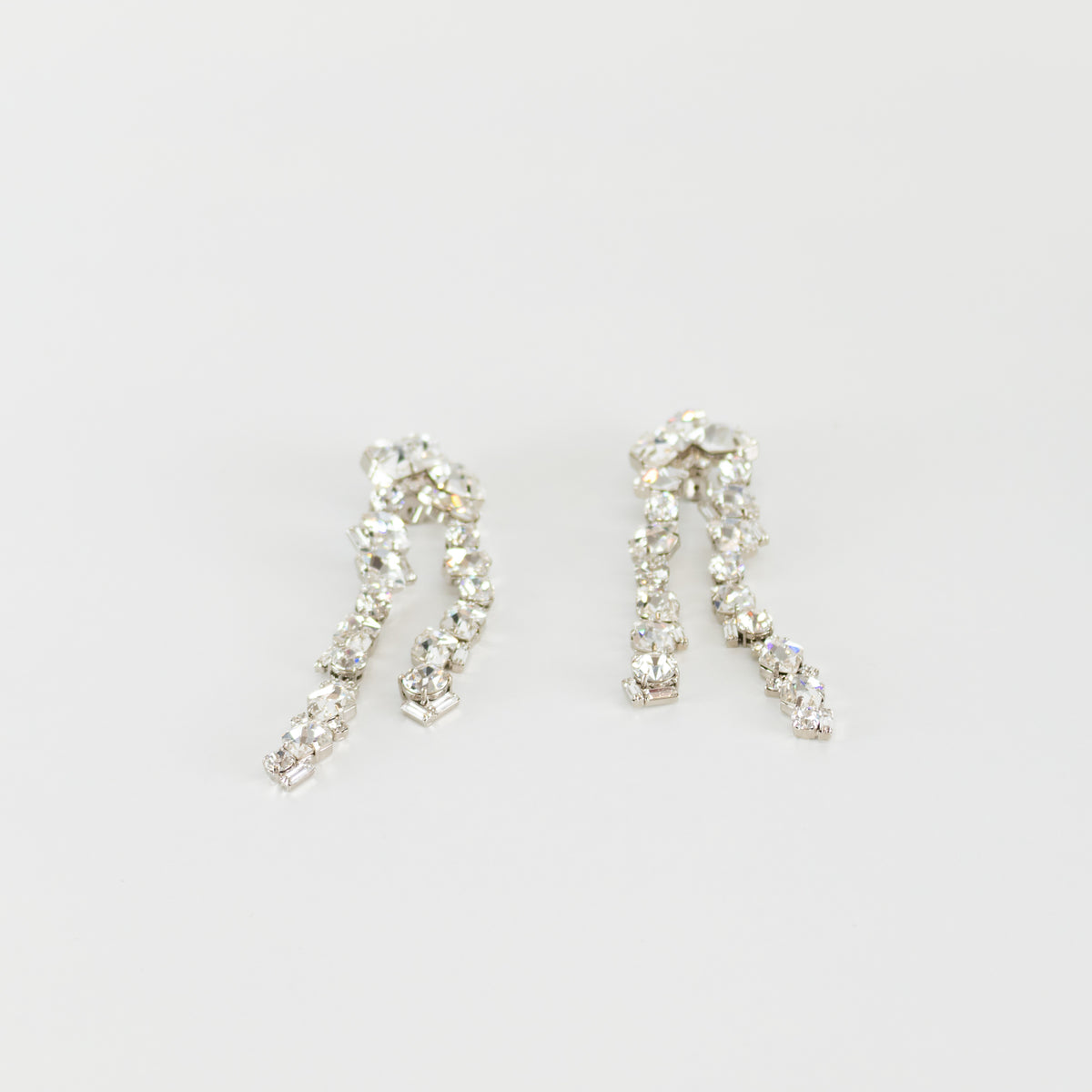 David Koma Silver Irregular Crystal Chandelier Clip-on  Earrings