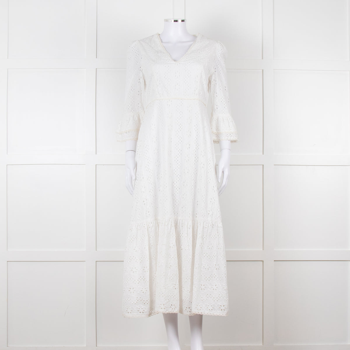 Aspiga White Cotton Midi Dress