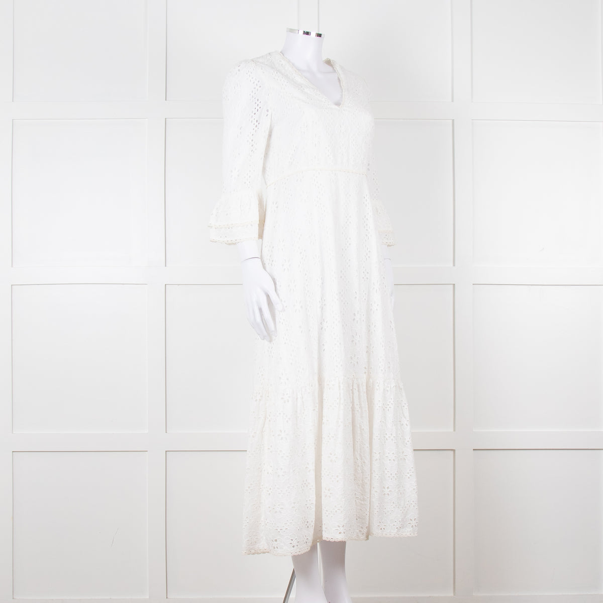 Aspiga White Cotton Midi Dress
