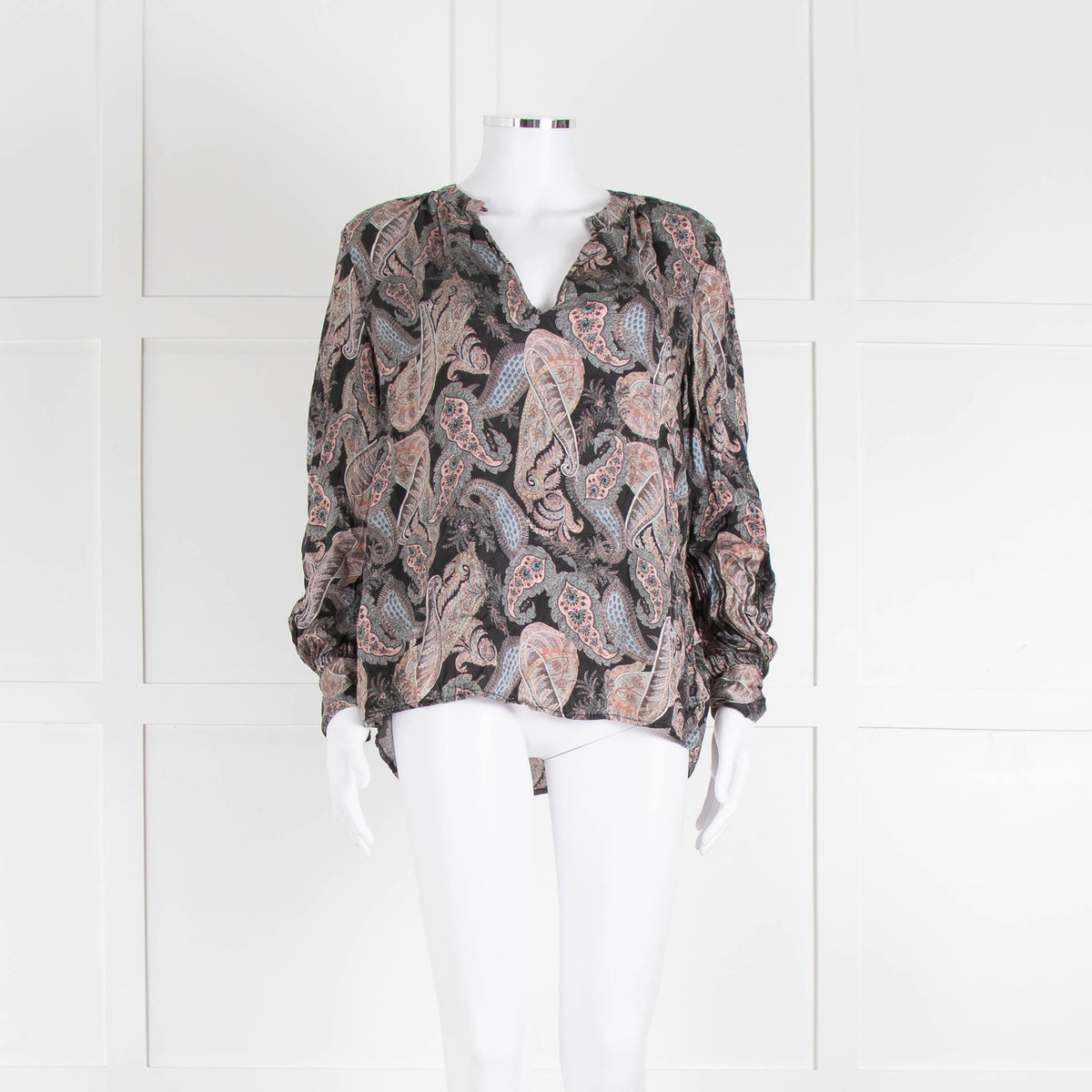 Dea Kudibal Stacey Silk Black Grey Pink Paisley Print  Blouse