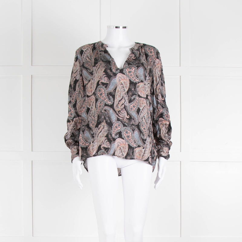 Dea Kudibal Stacey Silk Black Grey Pink Paisley Print  Blouse
