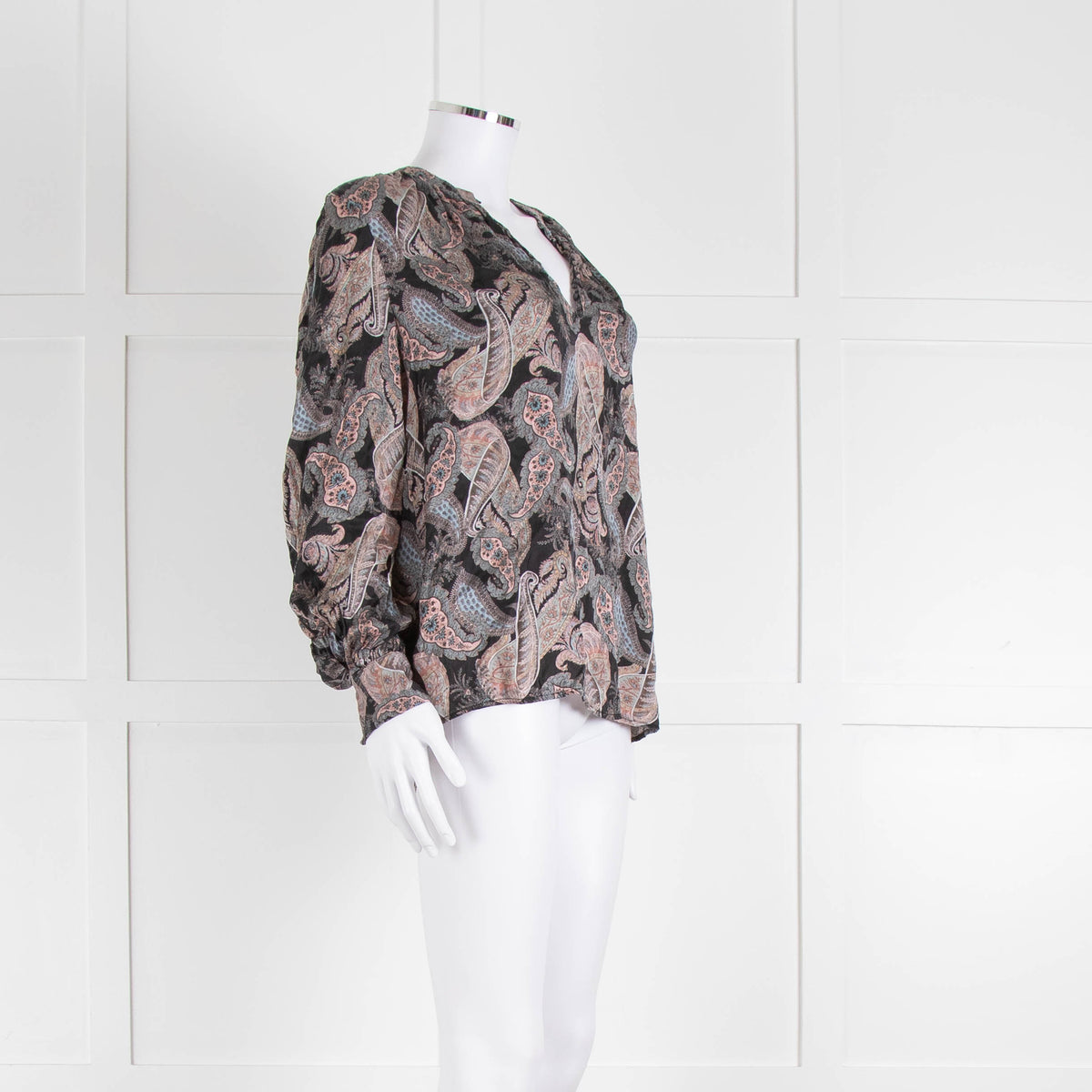 Dea Kudibal Stacey Silk Black Grey Pink Paisley Print  Blouse