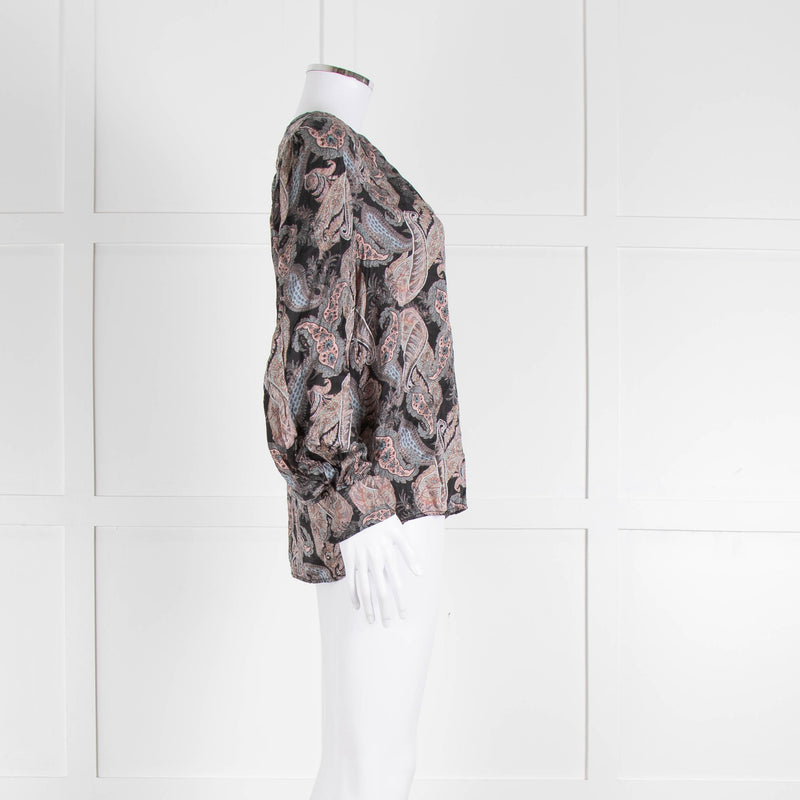 Dea Kudibal Stacey Silk Black Grey Pink Paisley Print  Blouse