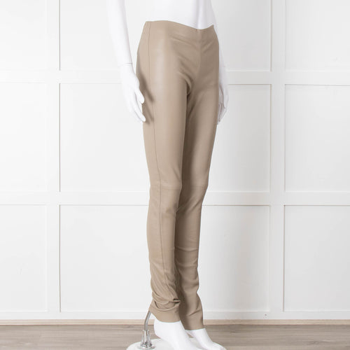 Joseph Beige Leather Stretchy Leggings