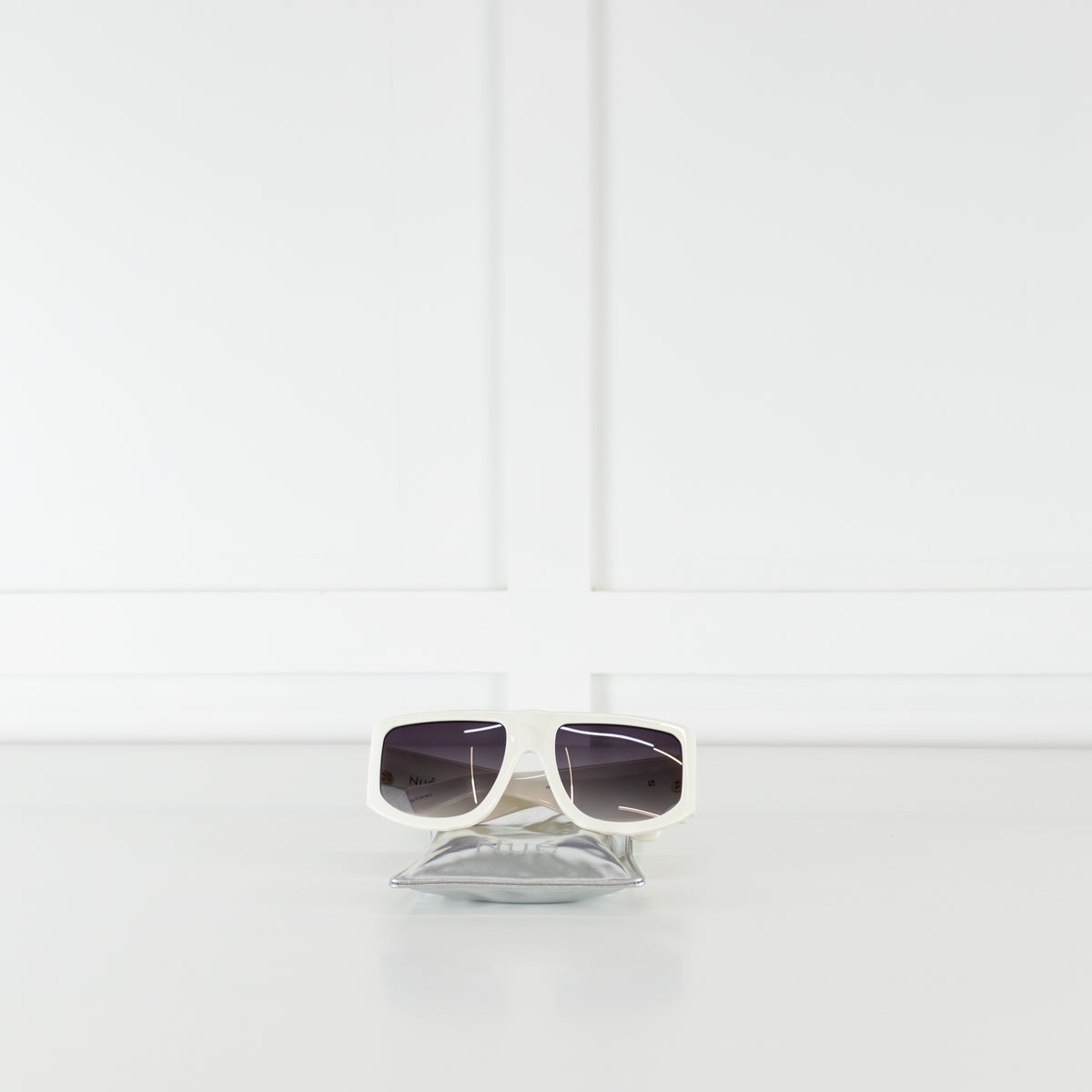 Nue Studio + Linda Farrow White Gold Crystals Oversized Sunglasses