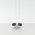 Nue Studio + Linda Farrow White Gold Crystals Oversized Sunglasses