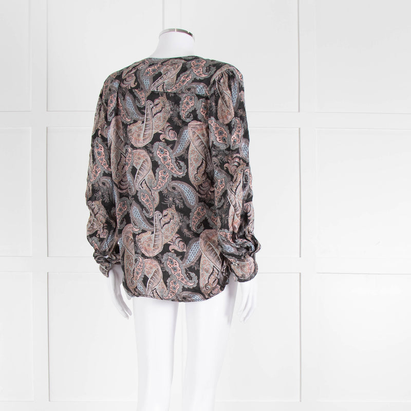 Dea Kudibal Stacey Silk Black Grey Pink Paisley Print  Blouse