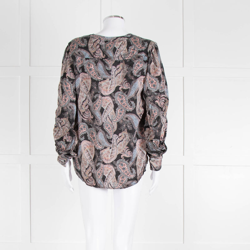 Dea Kudibal Stacey Silk Black Grey Pink Paisley Print  Blouse