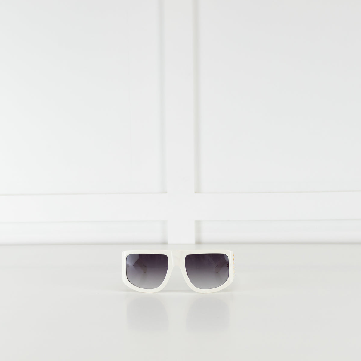 Nue Studio + Linda Farrow White Gold Crystals Oversized Sunglasses