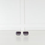Nue Studio + Linda Farrow White Gold Crystals Oversized Sunglasses