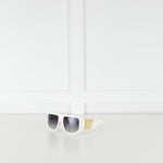 Nue Studio + Linda Farrow White Gold Crystals Oversized Sunglasses