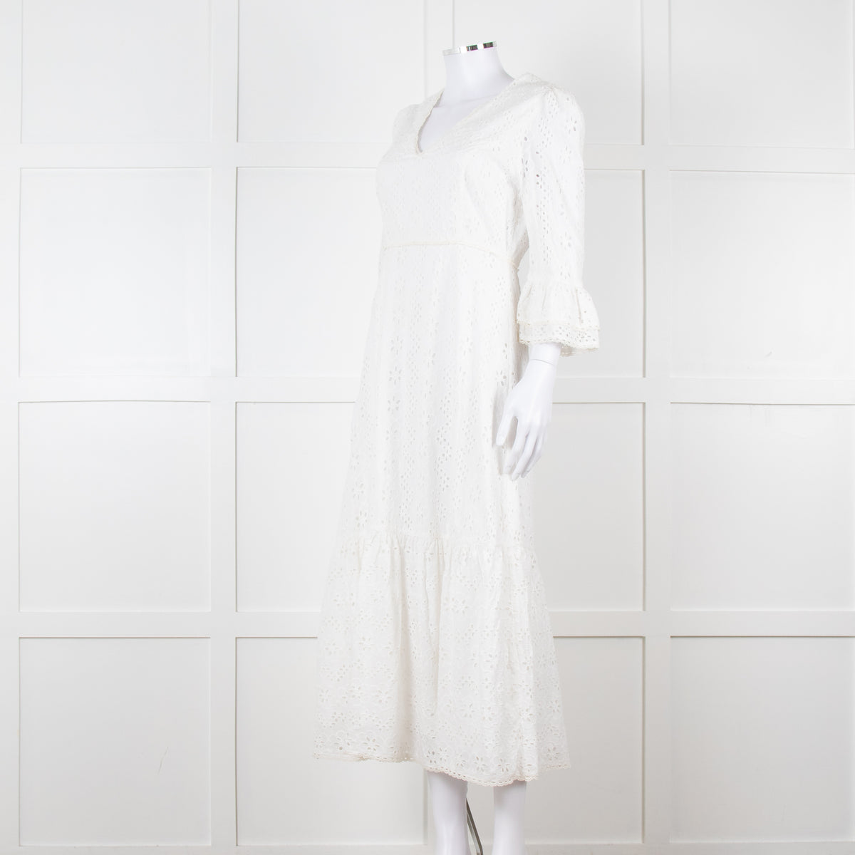 Aspiga White Cotton Midi Dress