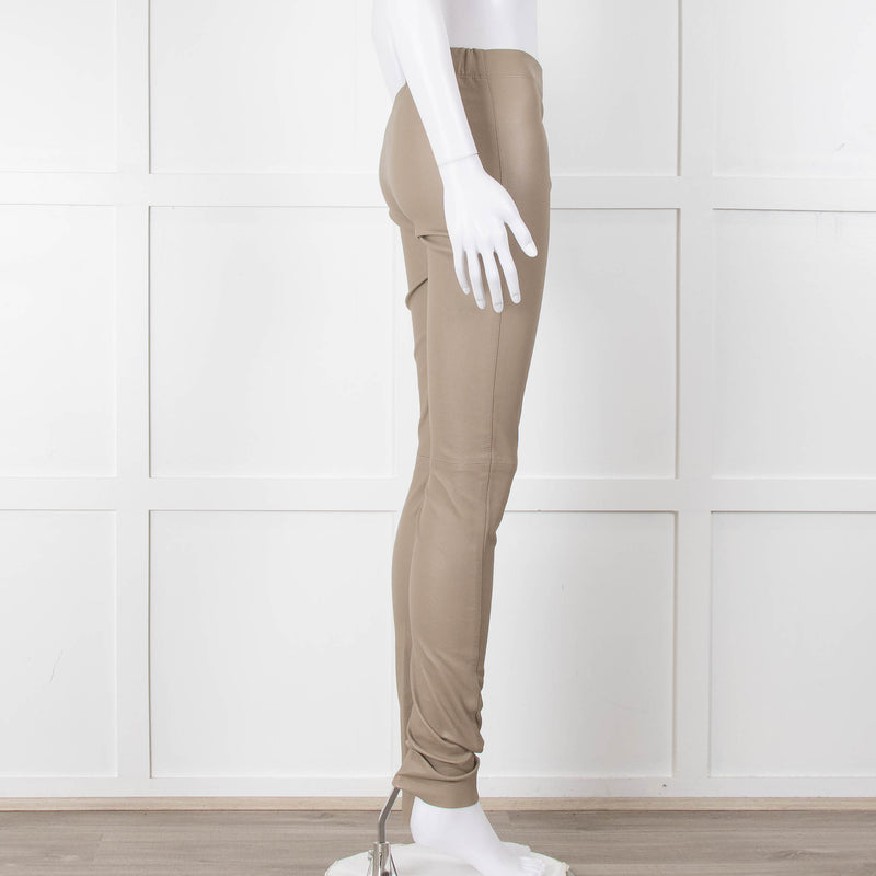 Joseph Beige Leather Stretchy Leggings