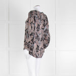 Dea Kudibal Stacey Silk Black Grey Pink Paisley Print  Blouse