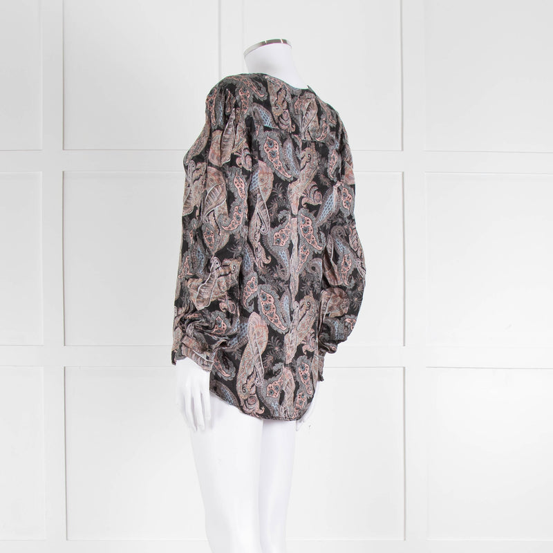 Dea Kudibal Stacey Silk Black Grey Pink Paisley Print  Blouse