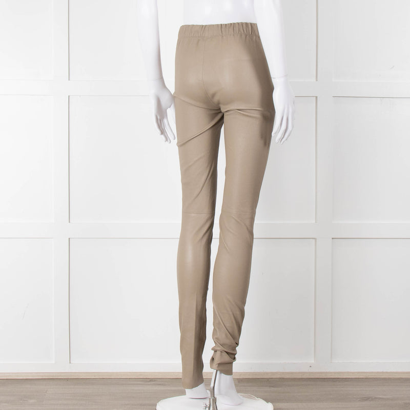 Joseph Beige Leather Stretchy Leggings