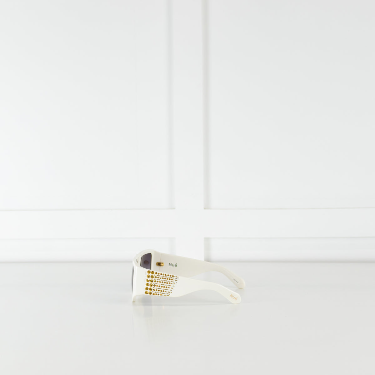 Nue Studio + Linda Farrow White Gold Crystals Oversized Sunglasses